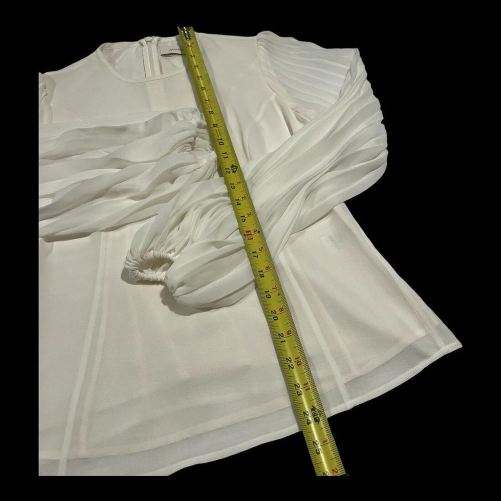 Zimmermann Crew Neck Balloon Long Sleeves Lined Blouse Back Zipper OffWhite Sz 0 - Picture 6 of 16